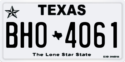 TX license plate BHO4061
