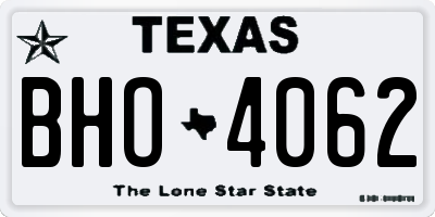TX license plate BHO4062