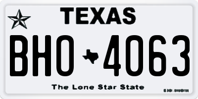 TX license plate BHO4063