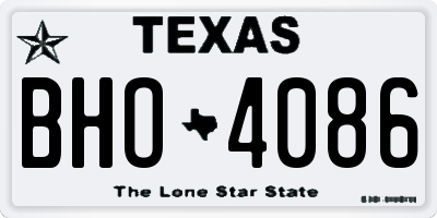 TX license plate BHO4086