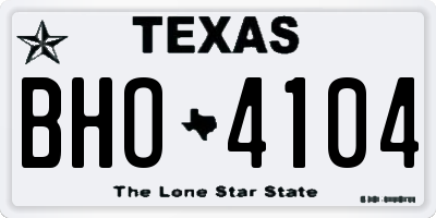 TX license plate BHO4104