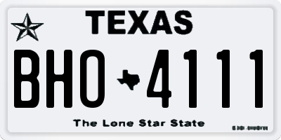 TX license plate BHO4111