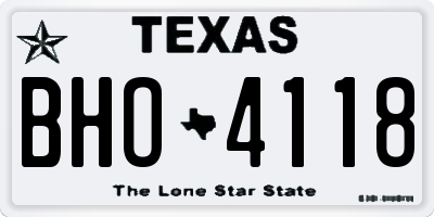 TX license plate BHO4118