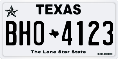 TX license plate BHO4123