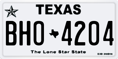 TX license plate BHO4204