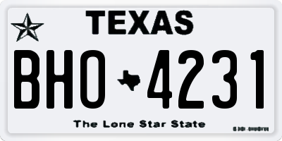 TX license plate BHO4231