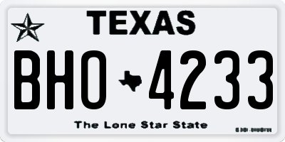 TX license plate BHO4233