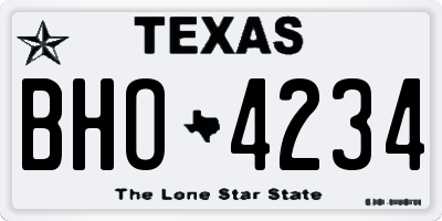 TX license plate BHO4234