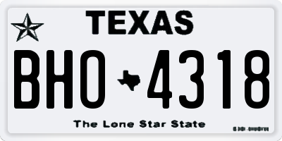 TX license plate BHO4318