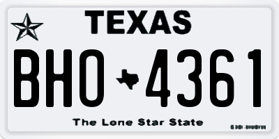 TX license plate BHO4361