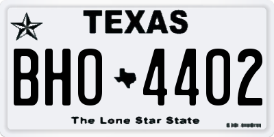 TX license plate BHO4402