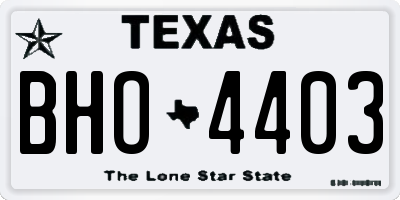 TX license plate BHO4403