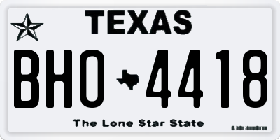 TX license plate BHO4418
