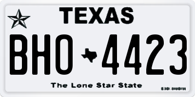 TX license plate BHO4423