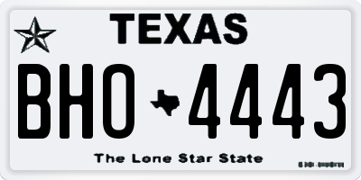TX license plate BHO4443