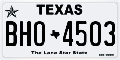TX license plate BHO4503
