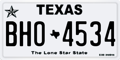 TX license plate BHO4534