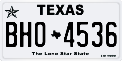 TX license plate BHO4536