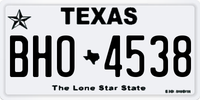TX license plate BHO4538