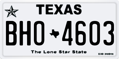 TX license plate BHO4603