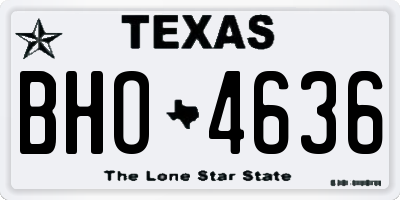 TX license plate BHO4636