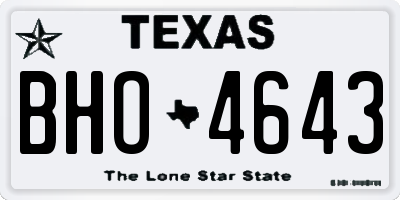 TX license plate BHO4643