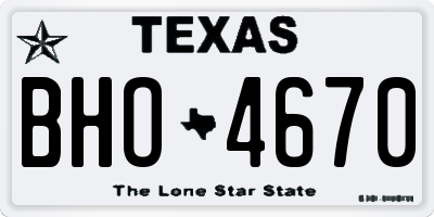 TX license plate BHO4670