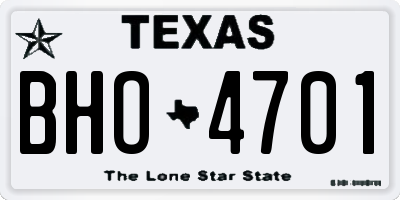 TX license plate BHO4701
