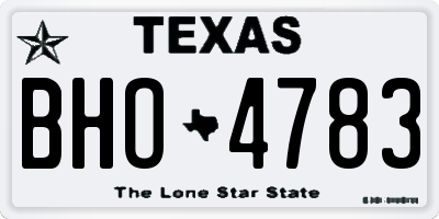 TX license plate BHO4783