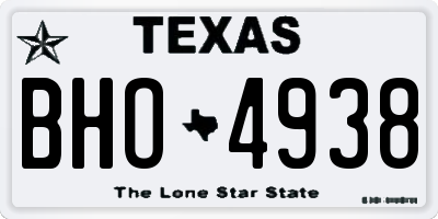 TX license plate BHO4938