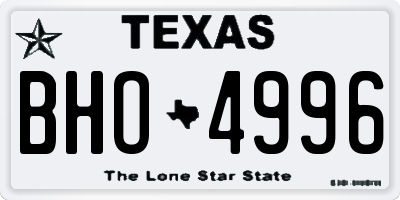 TX license plate BHO4996