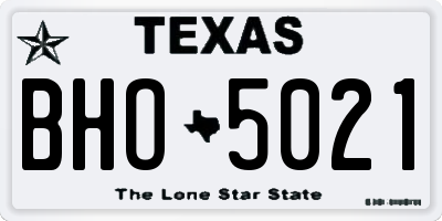 TX license plate BHO5021