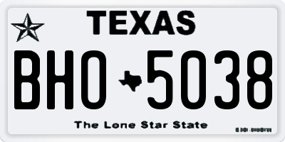 TX license plate BHO5038