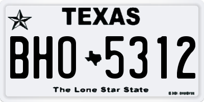 TX license plate BHO5312