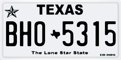 TX license plate BHO5315