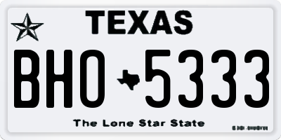 TX license plate BHO5333