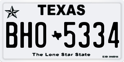 TX license plate BHO5334
