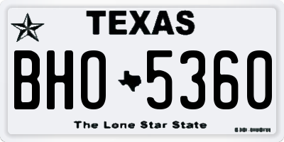 TX license plate BHO5360
