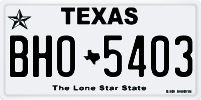 TX license plate BHO5403