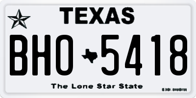 TX license plate BHO5418
