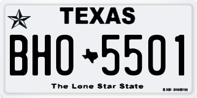TX license plate BHO5501