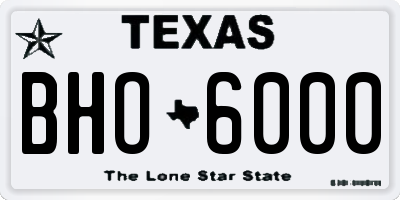 TX license plate BHO6000