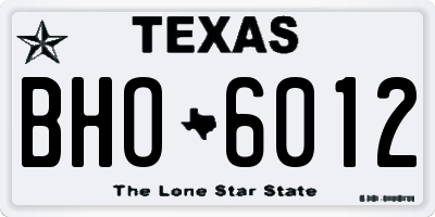 TX license plate BHO6012