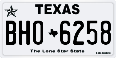TX license plate BHO6258