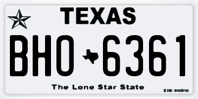 TX license plate BHO6361