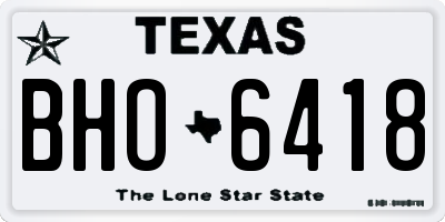 TX license plate BHO6418