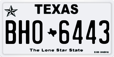 TX license plate BHO6443