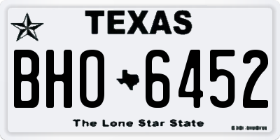 TX license plate BHO6452