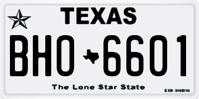 TX license plate BHO6601