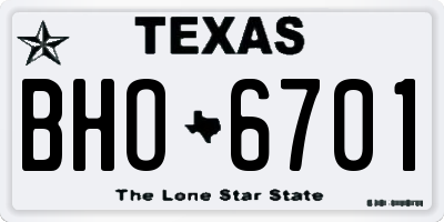 TX license plate BHO6701